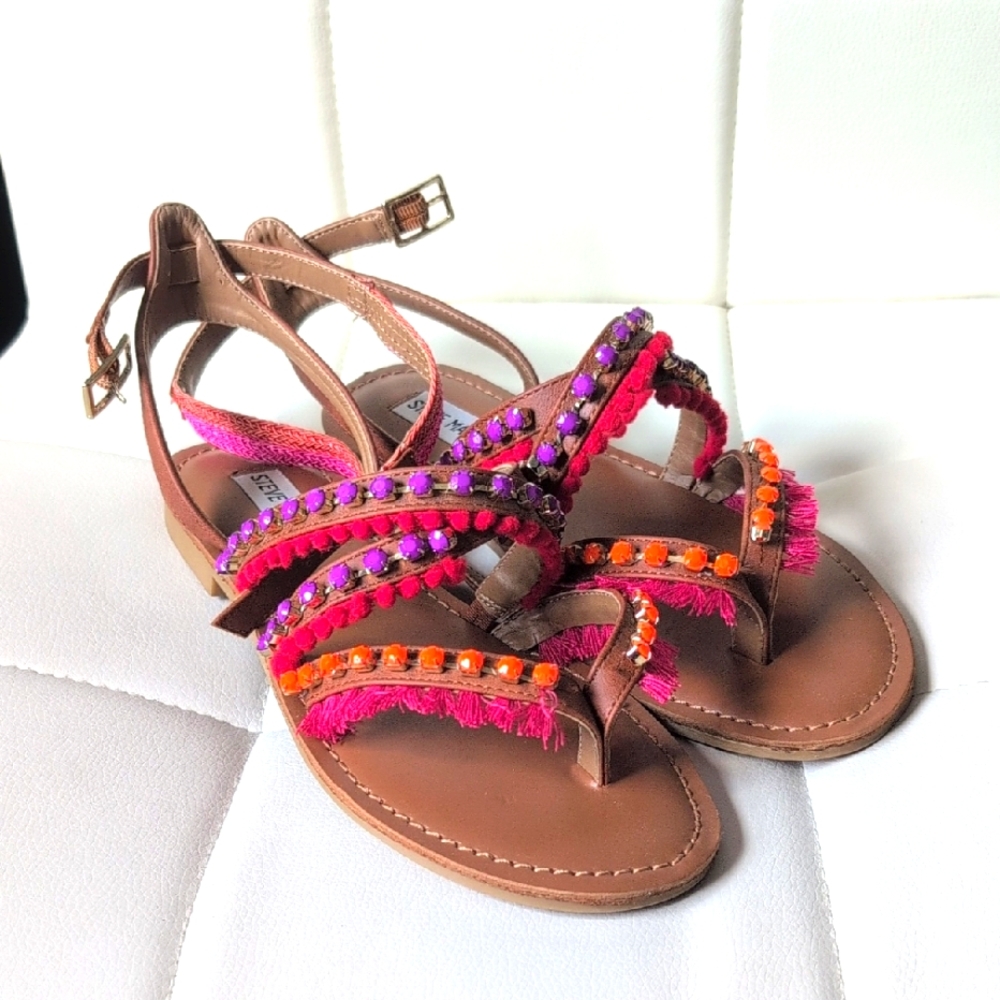 Steve Madden Pink and Orange Embellished Sandals